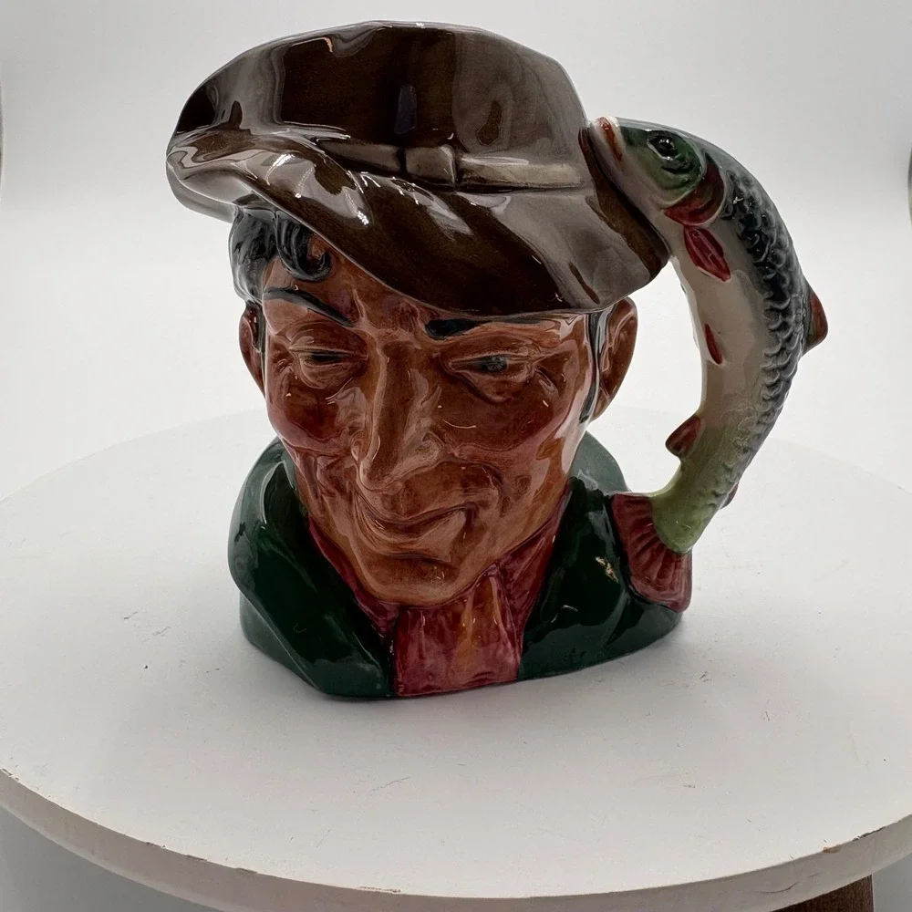 Royal Doulton The Poacher Character Jug D6464 Vintage 1954 Fisherman Fish Hat